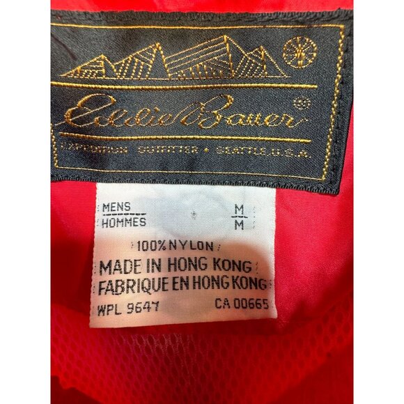 Vintage Eddie Bauer Mens Nylon Windbreaker Jacket Medium Red Hooded - Picture 2 of 9